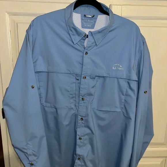 LL Bean 2 Shirt Men's XL Long Sleeve Performance Vented Fish Outdoors SPF - Picture 2 of 16